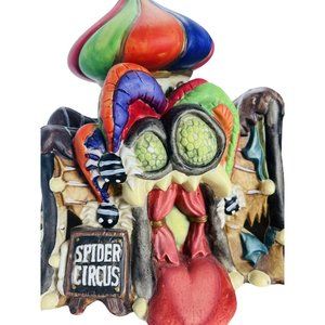 Spooky Hollow SPIDER CIRCUS Tent Halloween Blink Light House Bisque Vintage